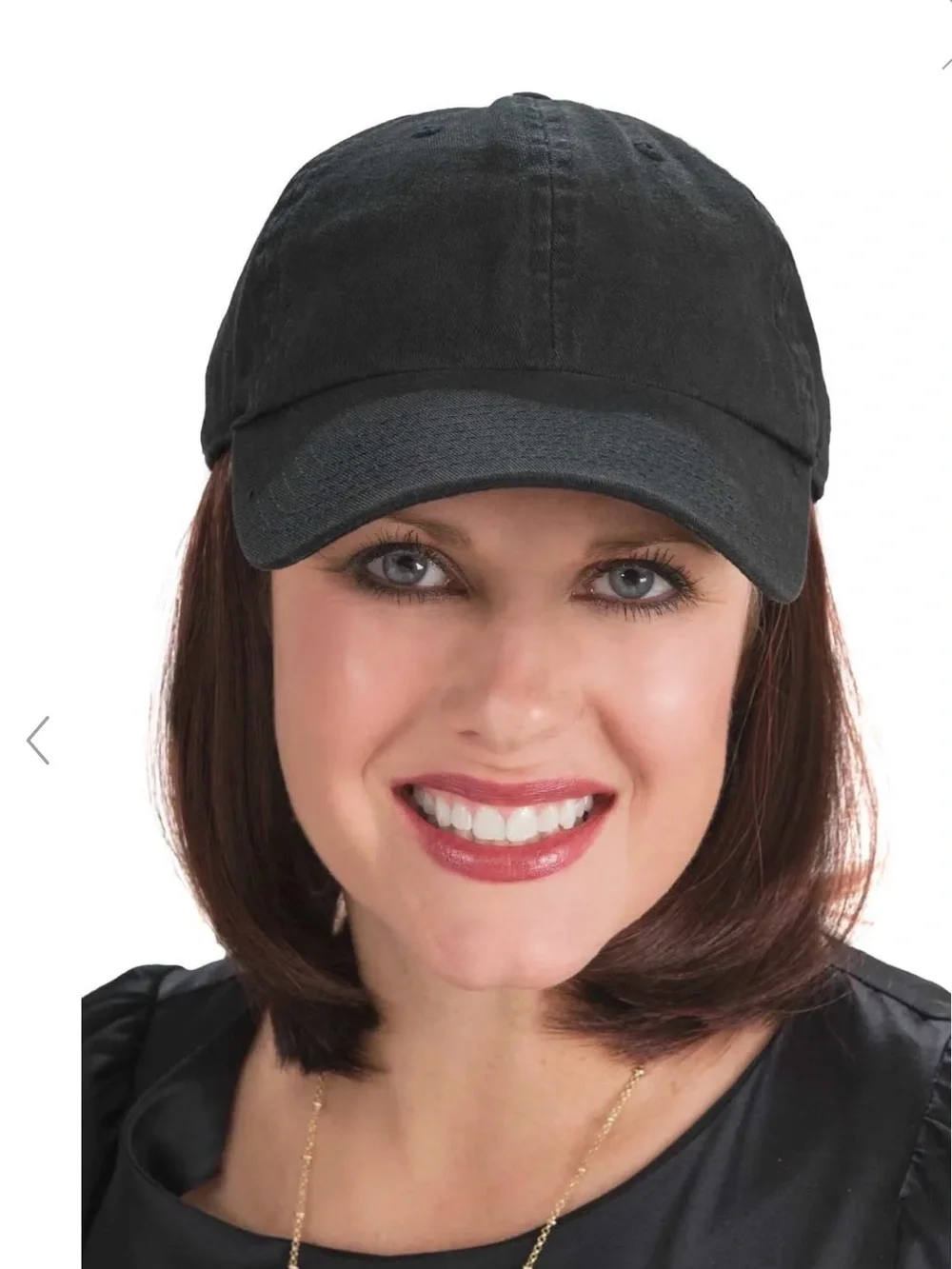 Black Cap with Chestnut Brown Wig Attachment